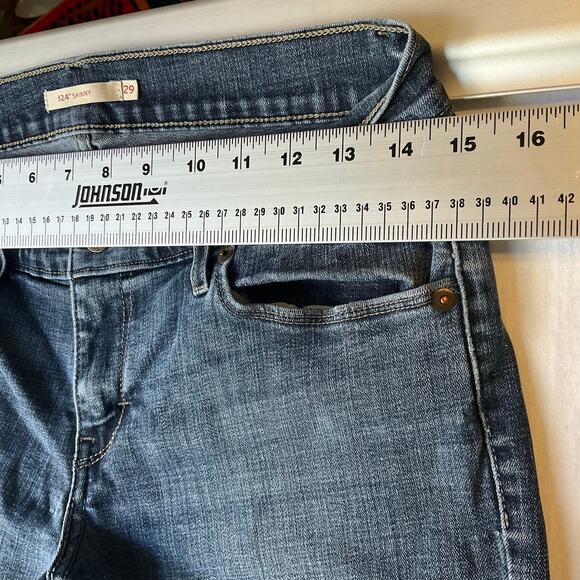 Levi’s Women Skinny Jeans size W29 L32 Blue Mid Rise Stretch Boot Cut - Picture 3 of 12